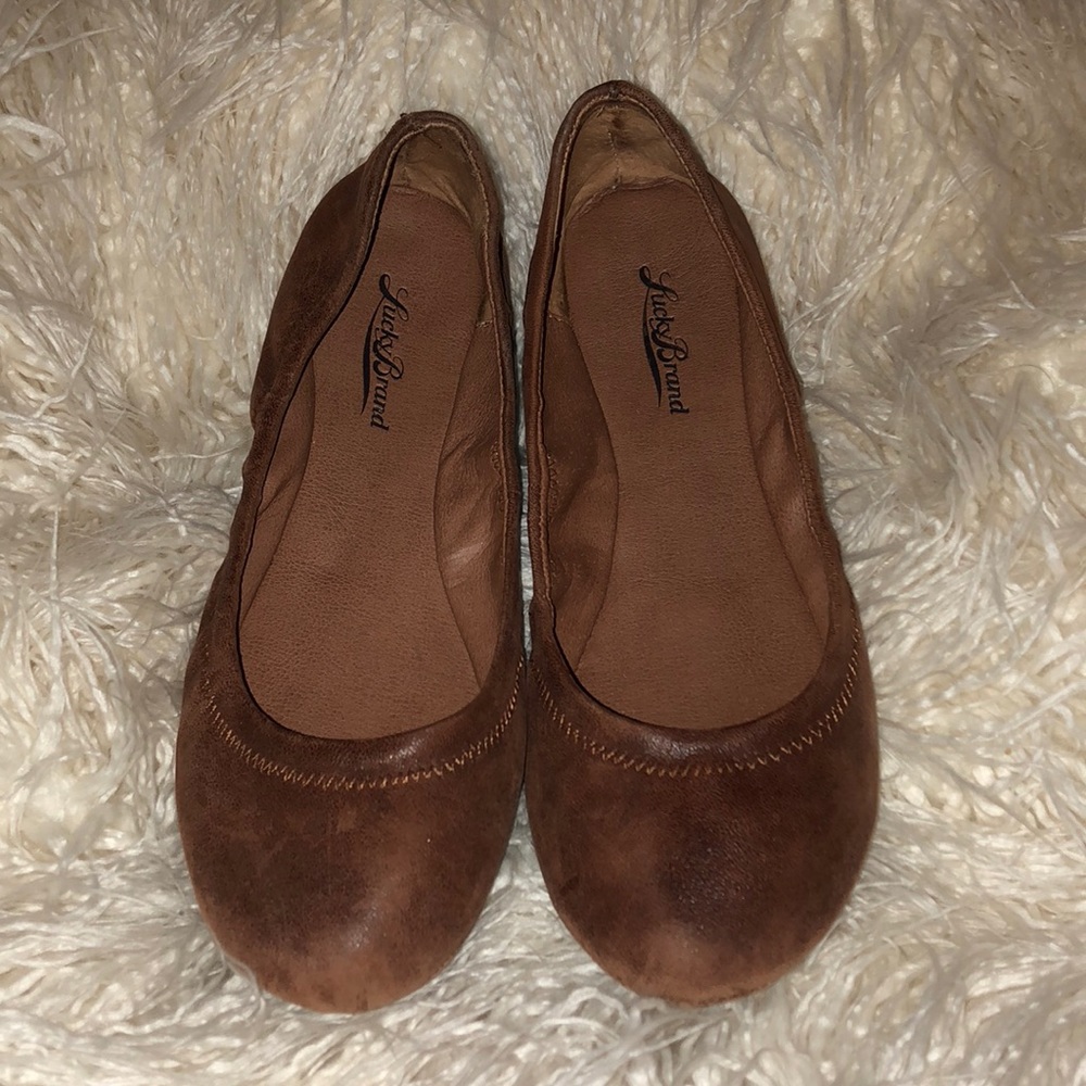 brown leather flats